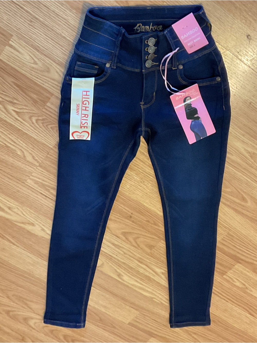 Bamboo High-Rise Skinny Jeans SZ.1Jr. Button fly stretchy 25x29